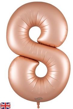 Oaktree 34inch Number 8 Satin Pastel Rose Quartz - Foil Balloons